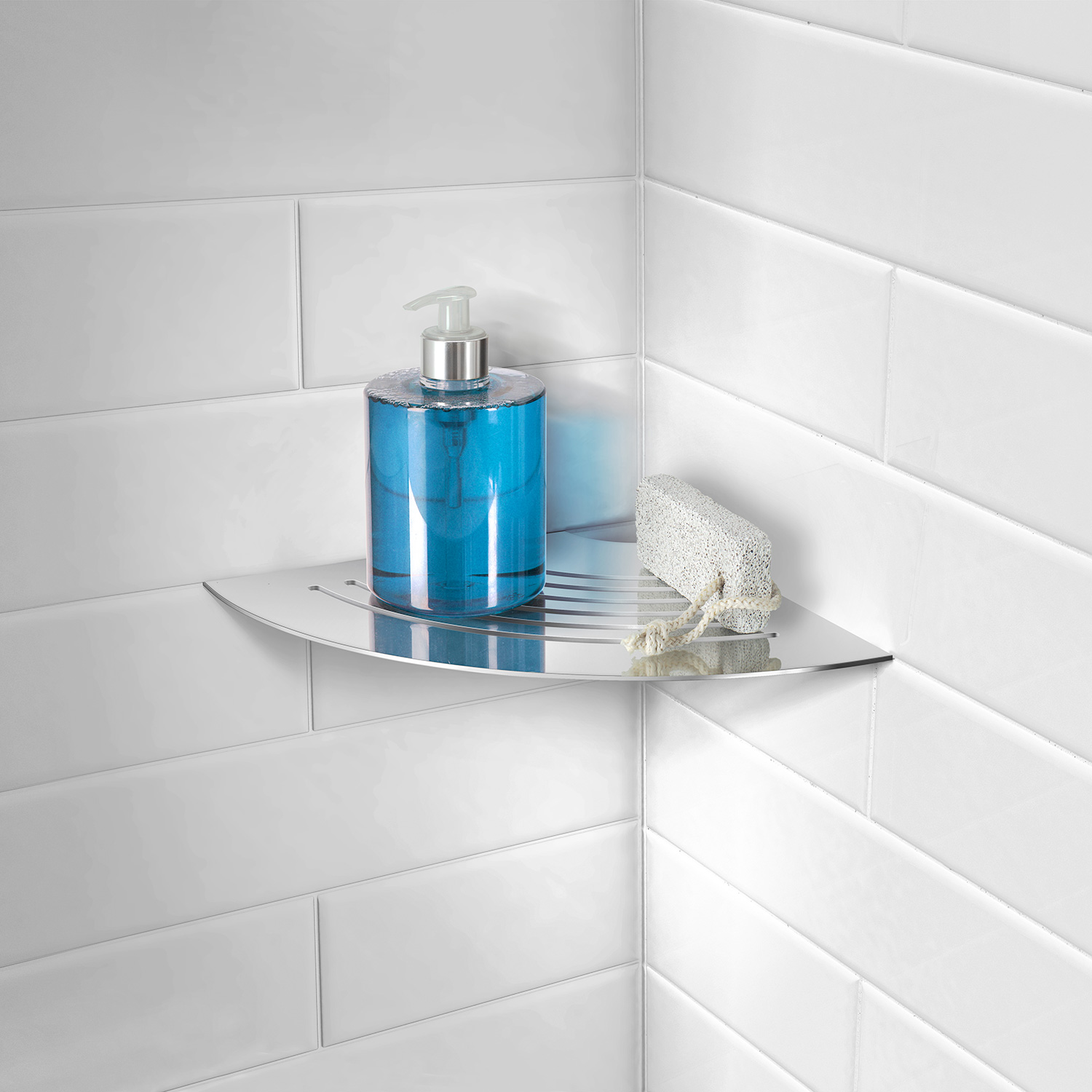 Corner Shelf White Ceramic Bath Accessory Shower Thinset Mount